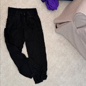 Athleta  Soft Washed Black Linen Drawstring pants